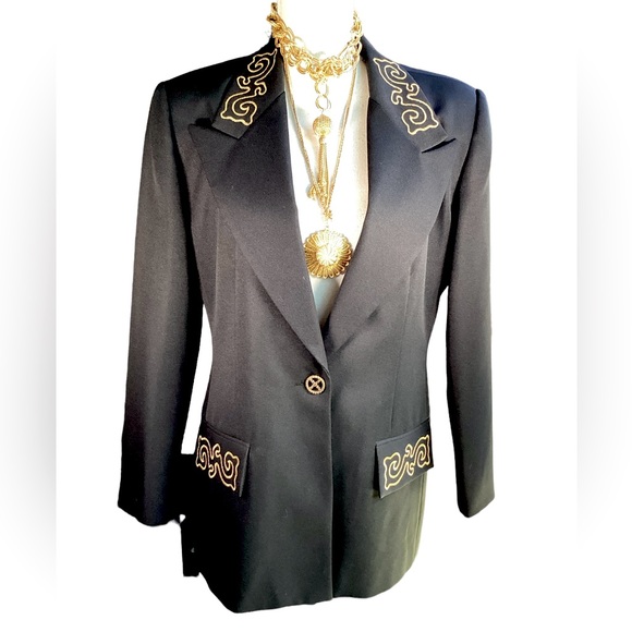Vintage 1980’s Black & Gold Blazer. B30 - Picture 6 of 15